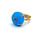 Flower Blue Chalcedony Ring