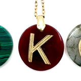Initial Malachite Gemstone Necklace
