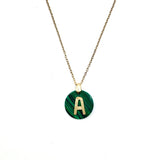 Initial Malachite Gemstone Necklace
