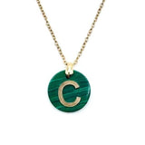 Initial Malachite Gemstone Necklace