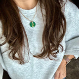 Initial Malachite Gemstone Necklace