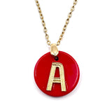 Initial Red Coral Gemstone Necklace