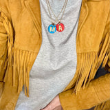 Initial Red Coral Gemstone Necklace