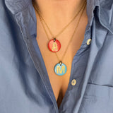 Initial Red Coral Gemstone Necklace