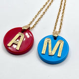 Initial Red Coral Gemstone Necklace