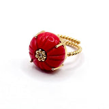 Flower Red Coral Ring